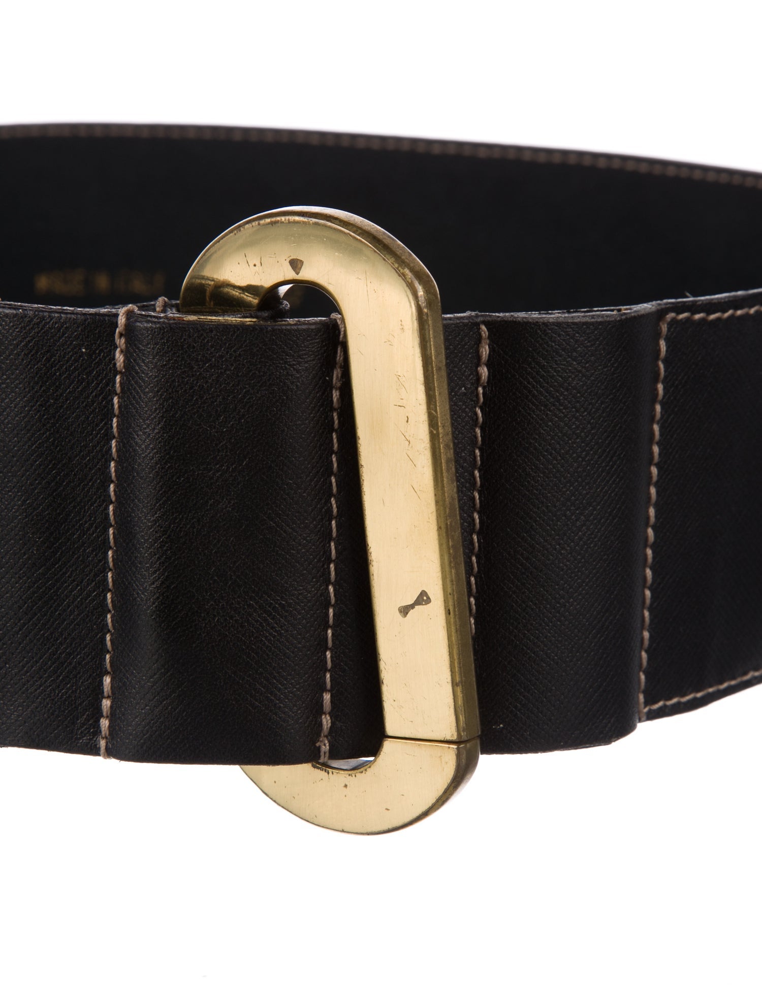 GF Ferre Bordeaux Wide Leather Waist Gold Silver Belt