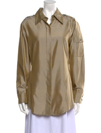 Gianfranco Ferre Silk Long Sleeve Button-Up Top