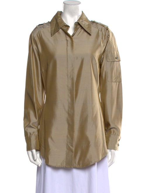 Gianfranco Ferre Silk Long Sleeve Button-Up Top