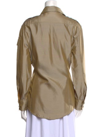 Gianfranco Ferre Silk Long Sleeve Button-Up Top