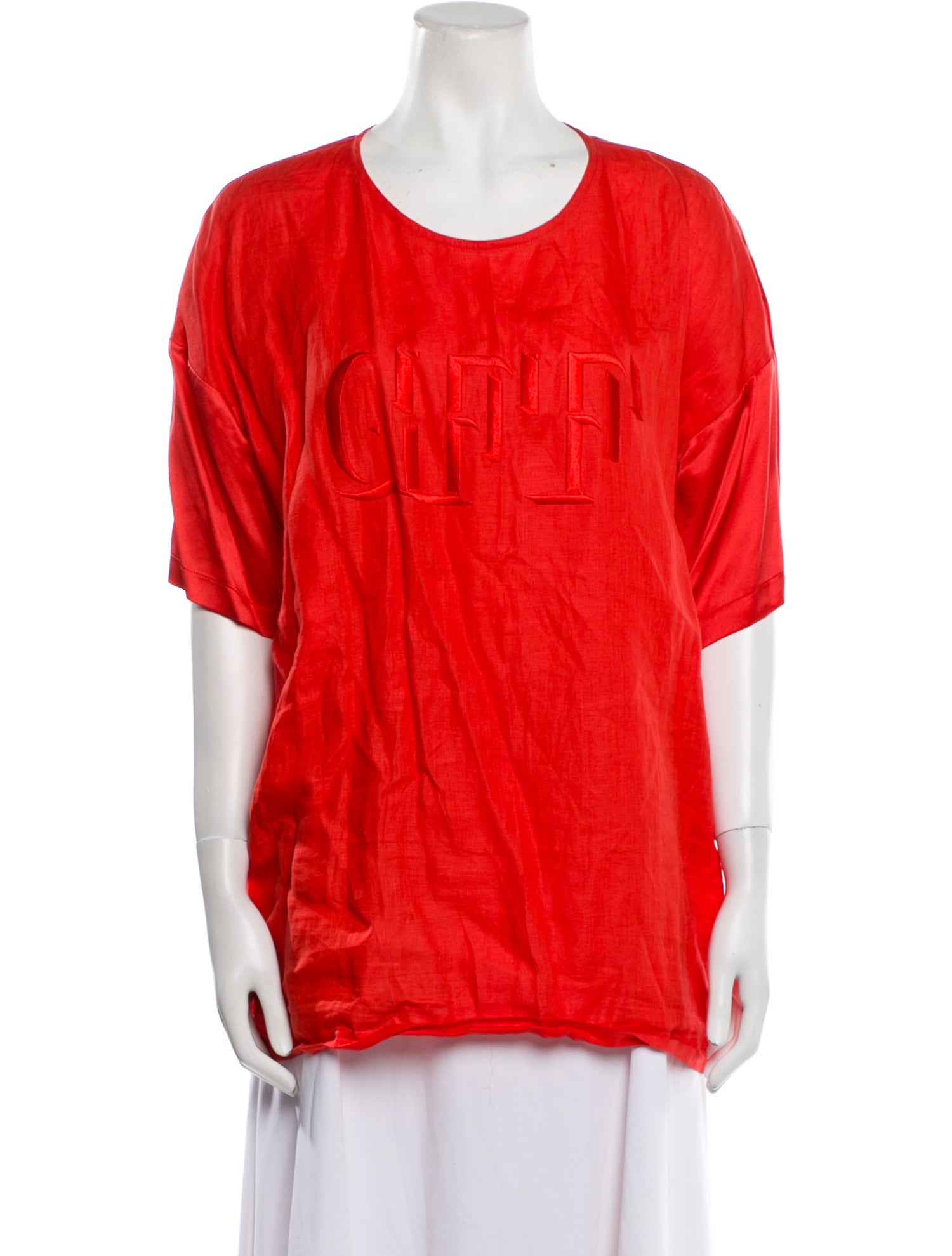 Gianfranco Ferre Silk Scoop Neck T-Shirt