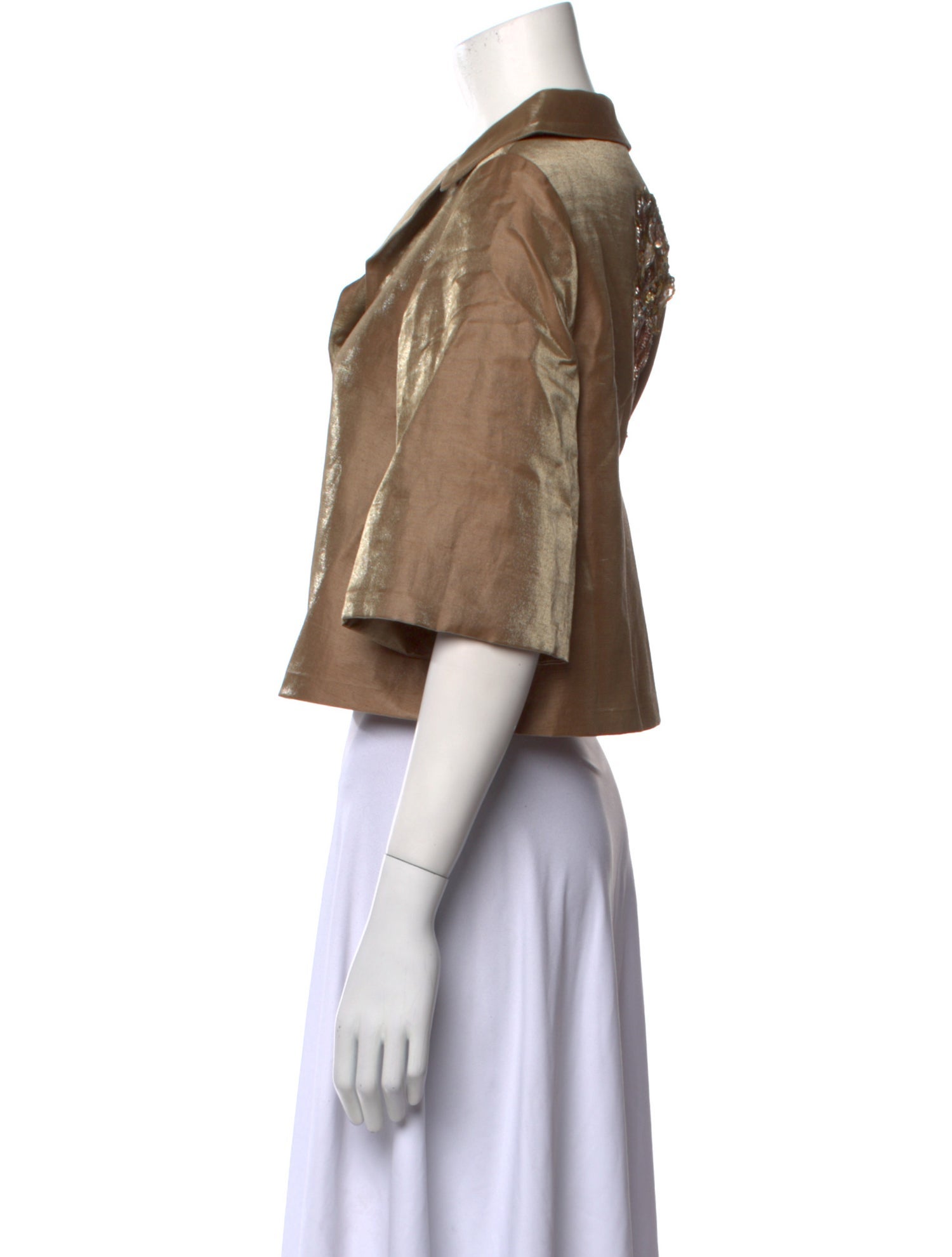 Gianfranco Ferre Silk V-Neck Crop Top