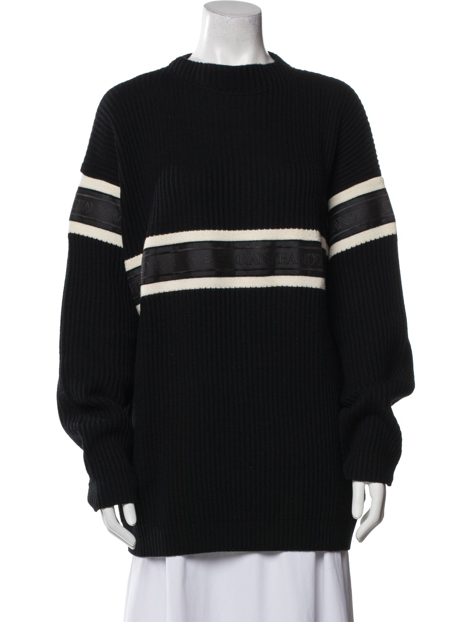 Gianfranco Ferre Striped Mock Neck Sweater