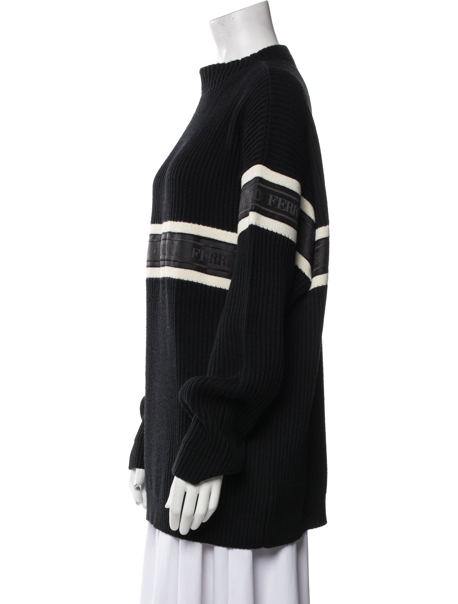 Gianfranco Ferre Striped Mock Neck Sweater