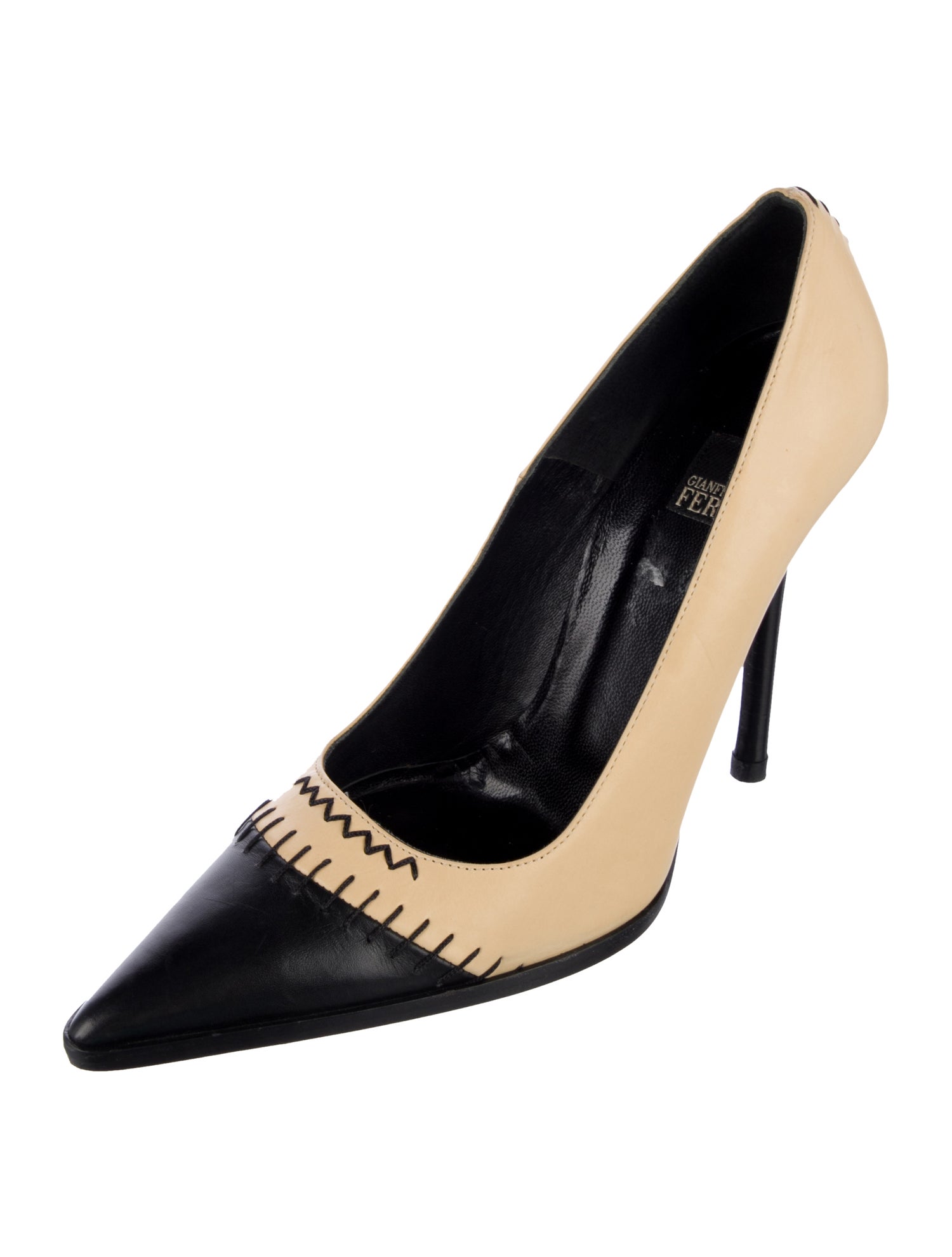 Gianfranco Ferre Leather Colorblock Pattern Pumps