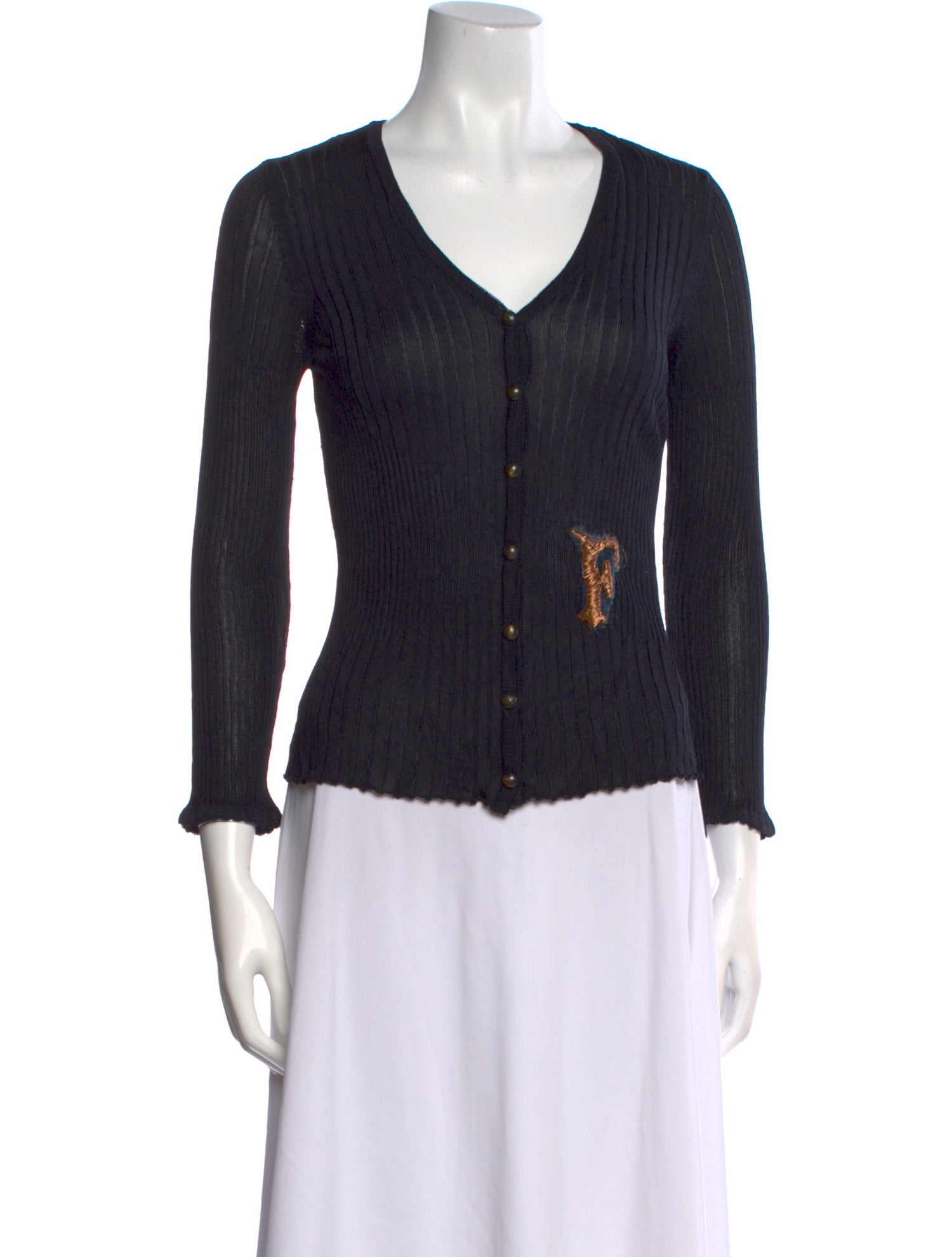 Gianfranco Ferre V-Neck Three-Quarter Sleeve Top