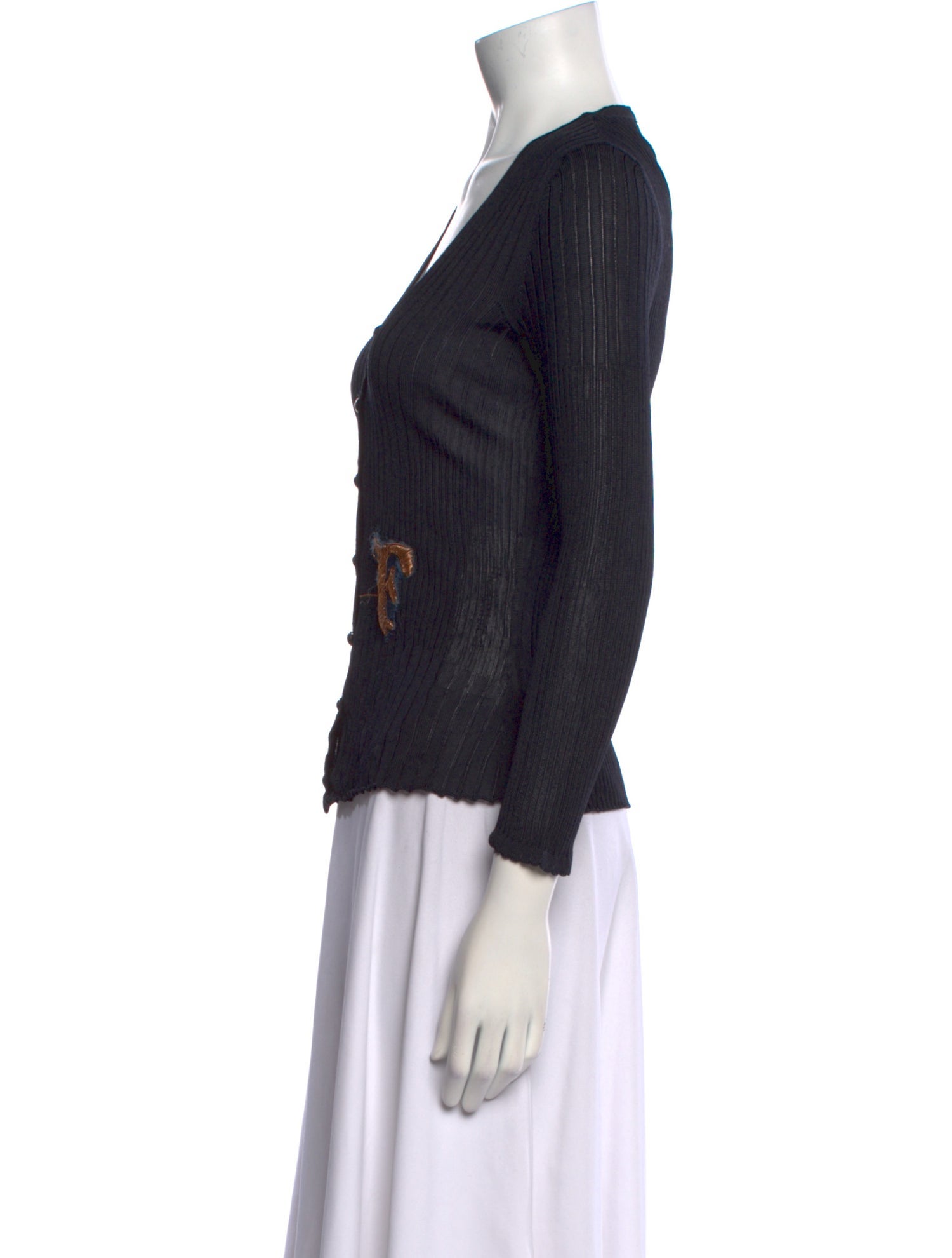 Gianfranco Ferre V-Neck Three-Quarter Sleeve Top