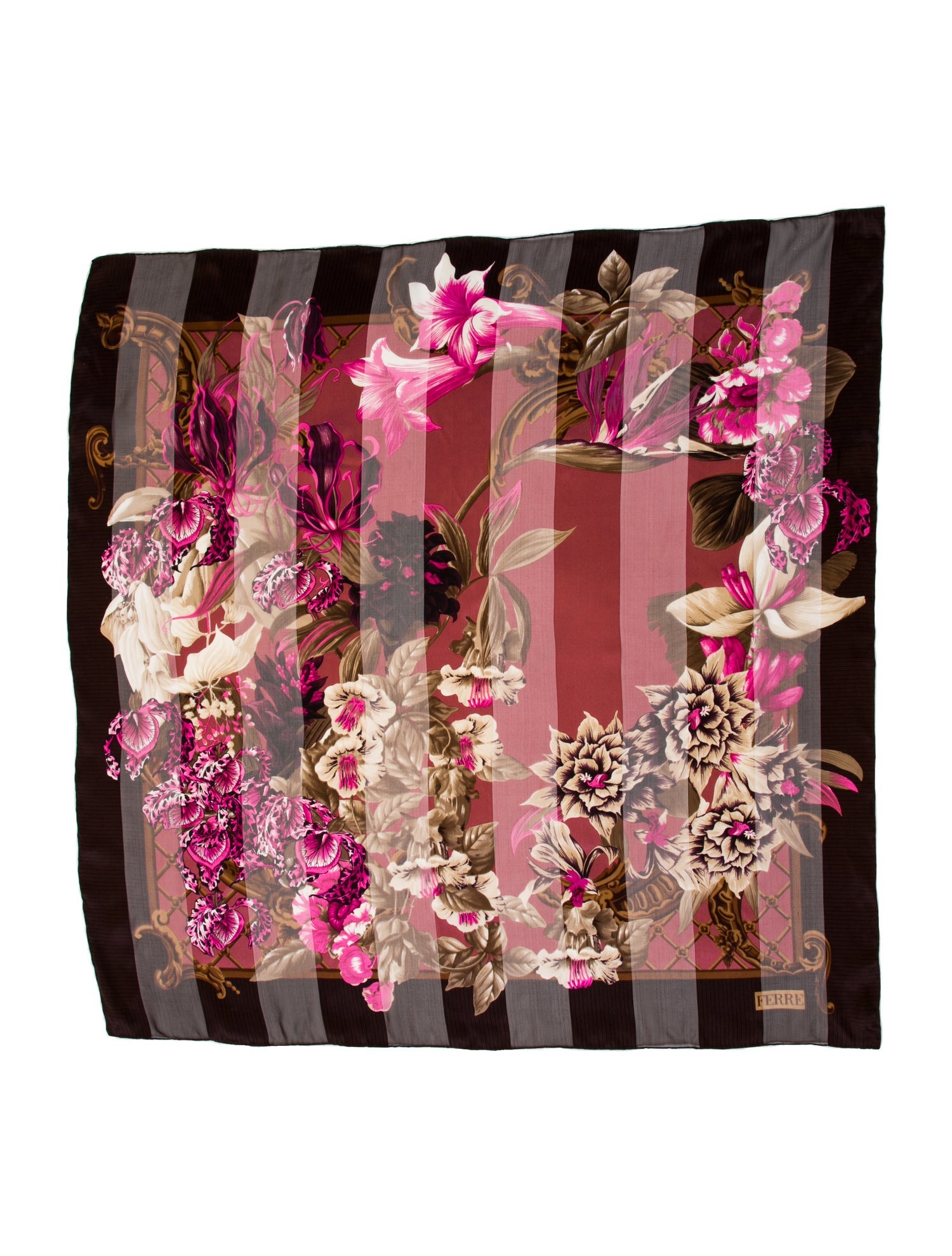 Gianfranco Ferre Silk Floral Print Scarf