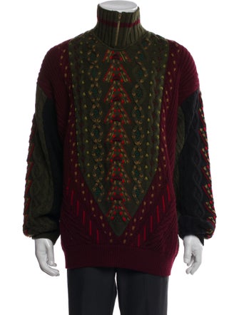 Gianfranco Ferre Merino Wool Colorblock Pattern Pullover