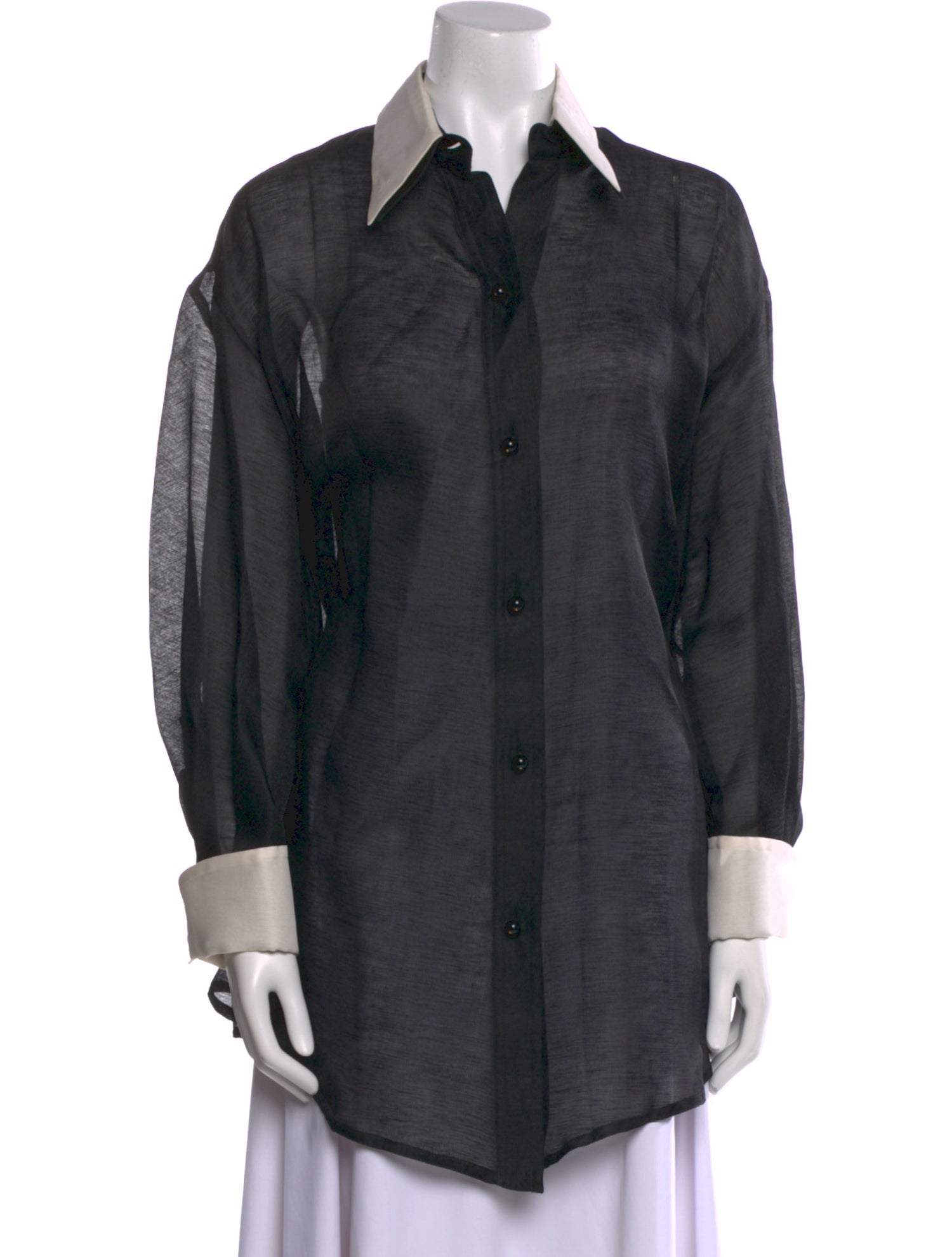 Gianfranco Ferre Silk Long Sleeve Button-Up Top