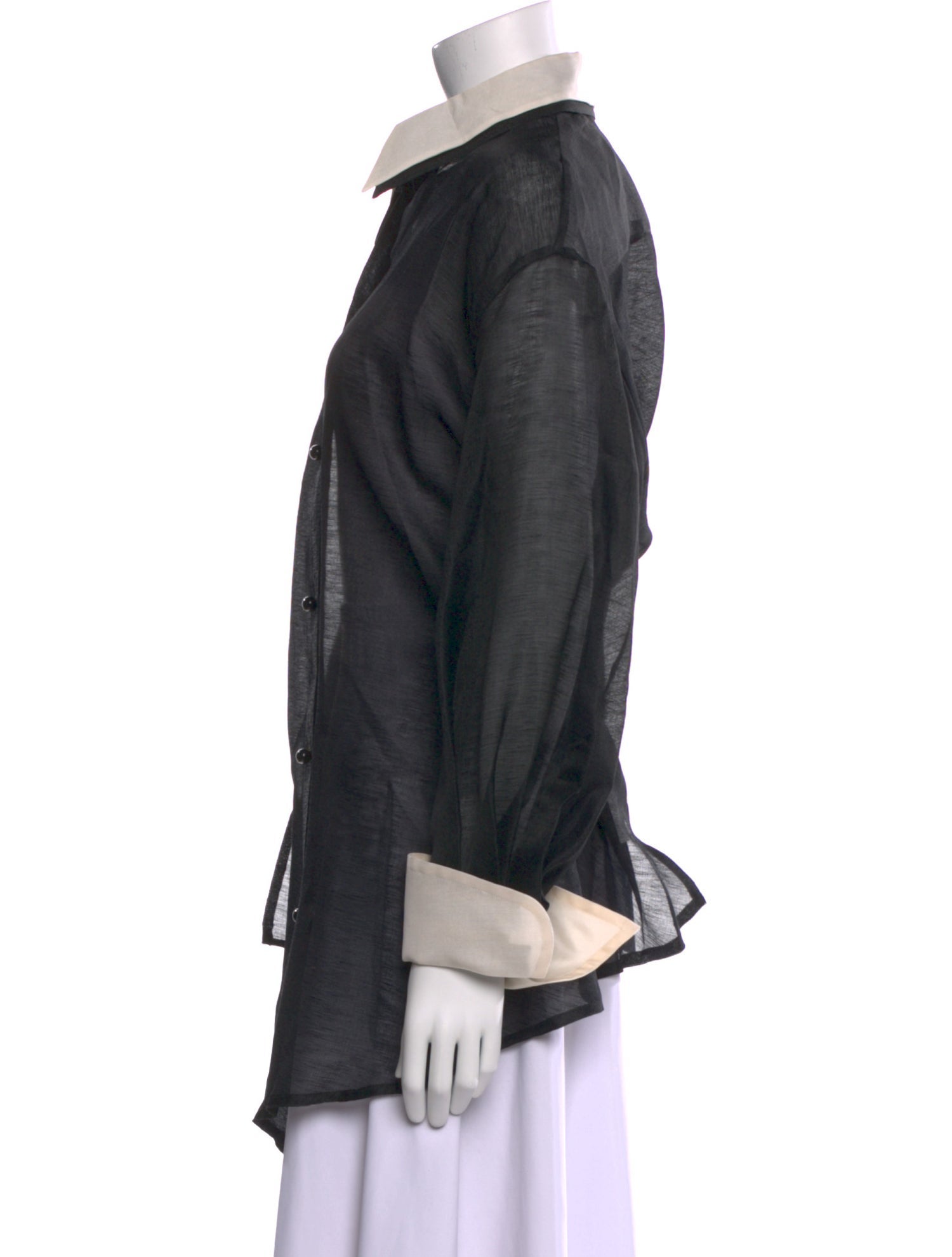 Gianfranco Ferre Silk Long Sleeve Button-Up Top