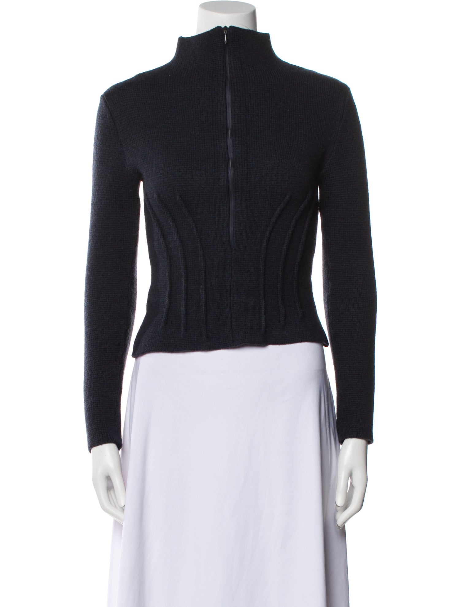 Gianfranco Ferre Merino Wool Mock Neck Crop Top