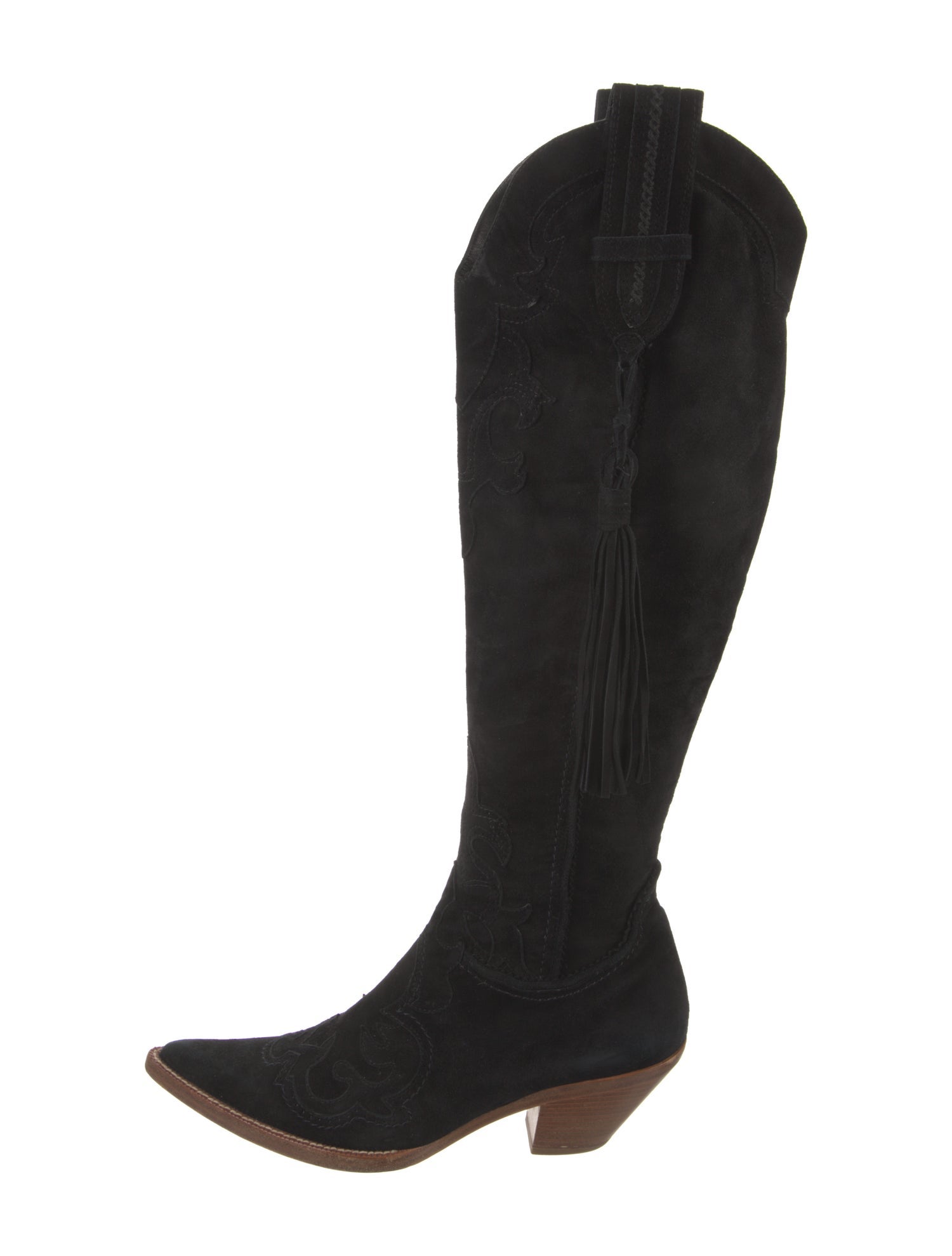 Gianfranco Ferre Suede Fringe Trim Accent Western Boots