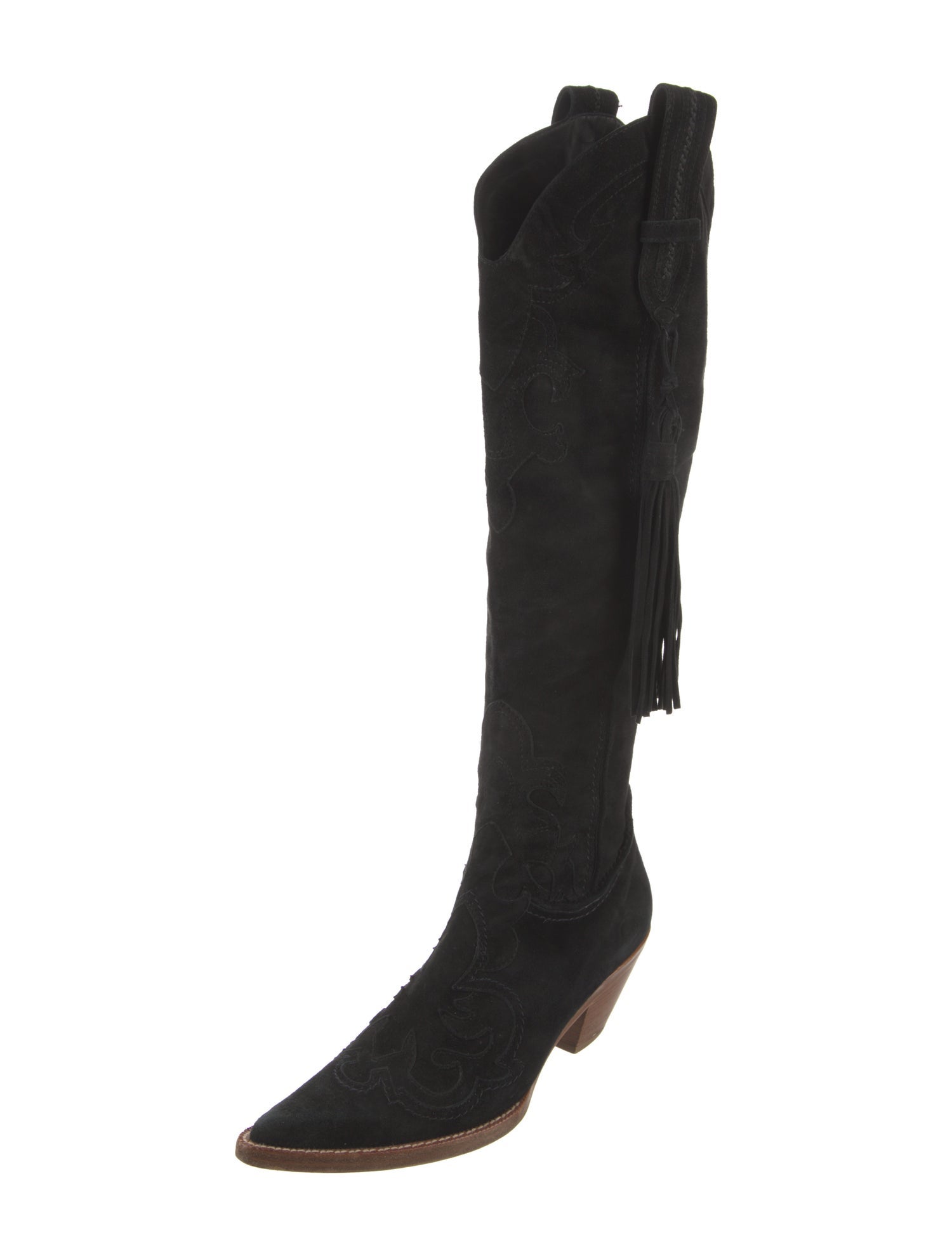 Gianfranco Ferre Suede Fringe Trim Accent Western Boots