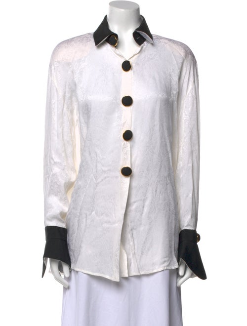Gianfranco Ferre Silk Printed Button-Up Top