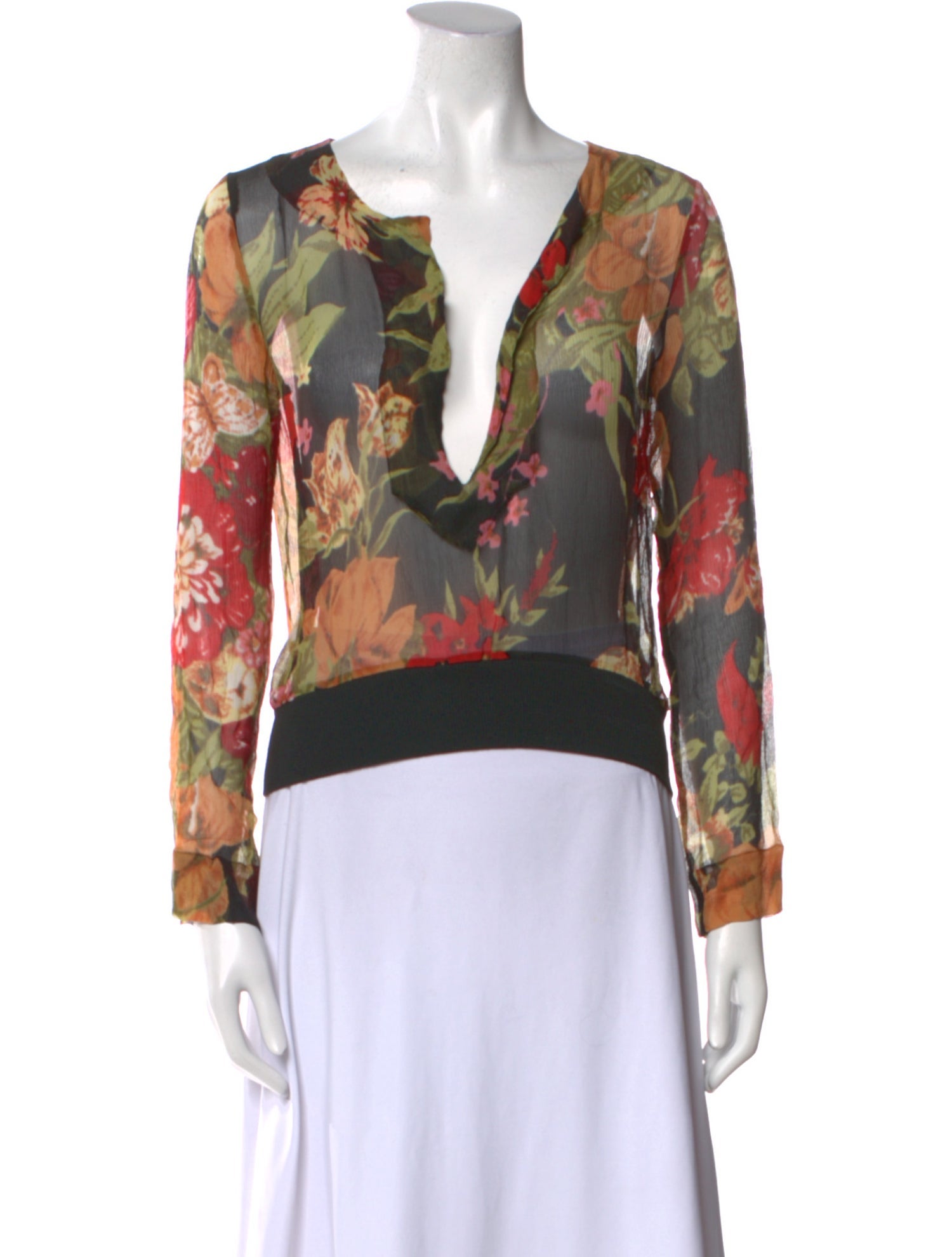 Gianfranco Ferre Silk Floral Print Blouse