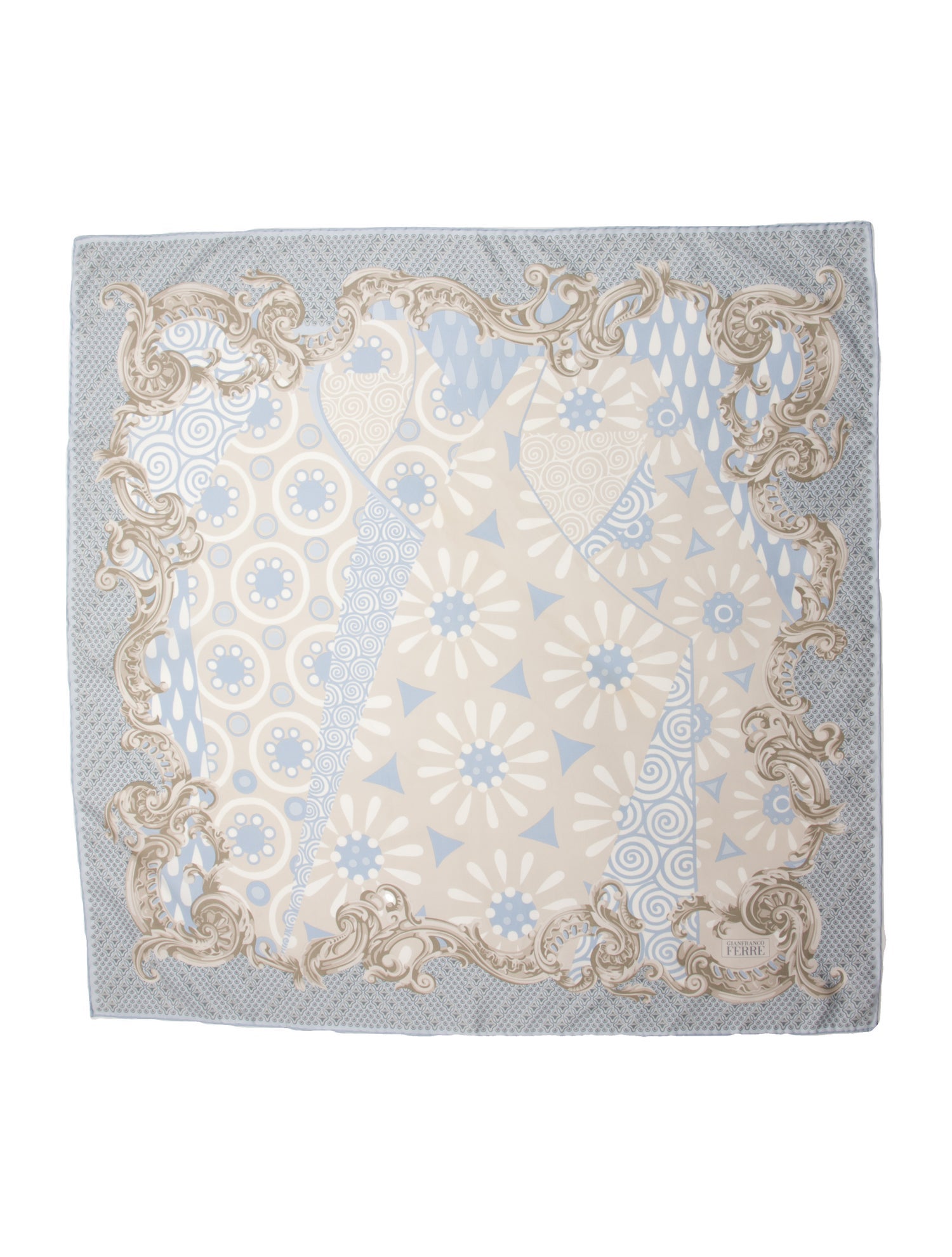 Gianfranco Ferre Silk Floral Print Scarf