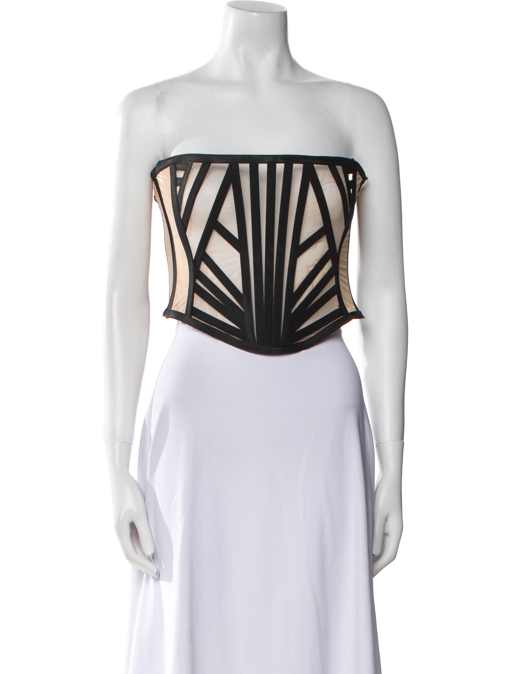 Gianfranco Ferre Striped Strapless Crop Top