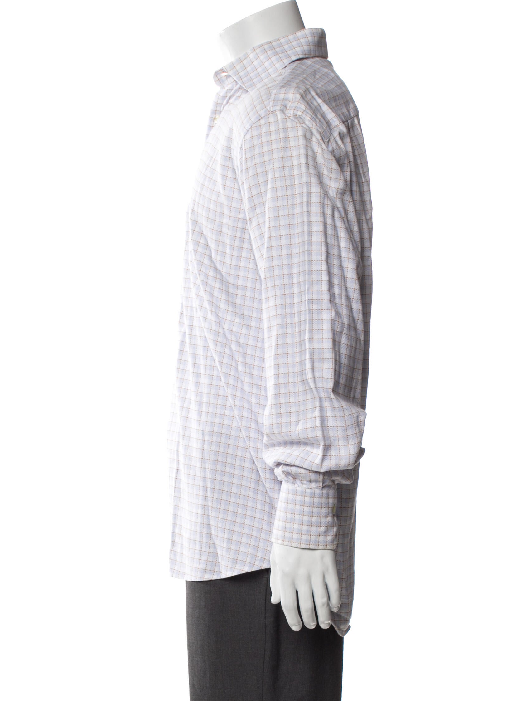 Gianfranco Ferre Plaid Print Long Sleeve Dress Shirt
