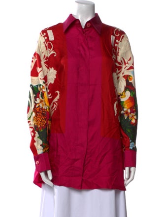 Gianfranco Ferre Printed Long Sleeve Button-Up Top