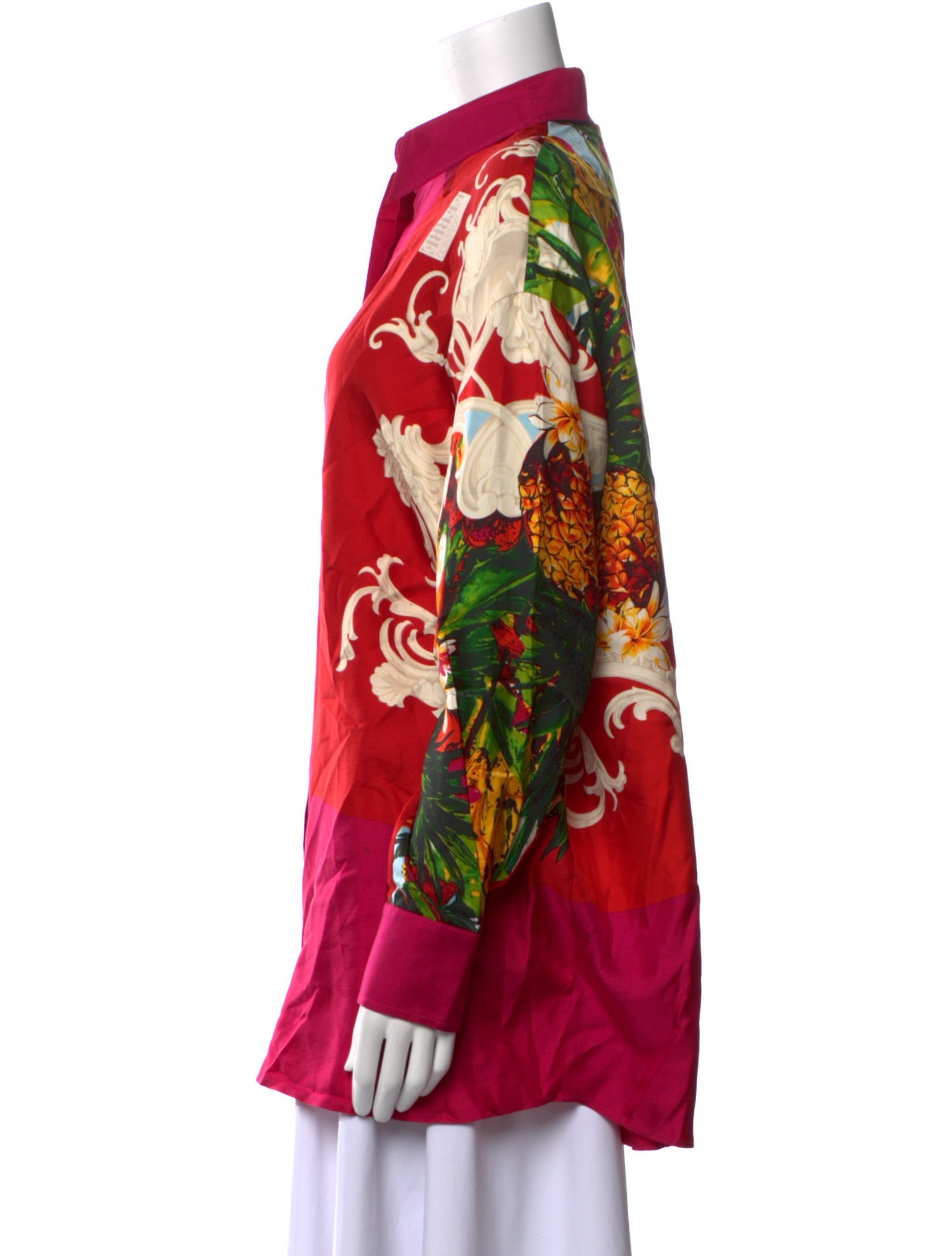 Gianfranco Ferre Printed Long Sleeve Button-Up Top