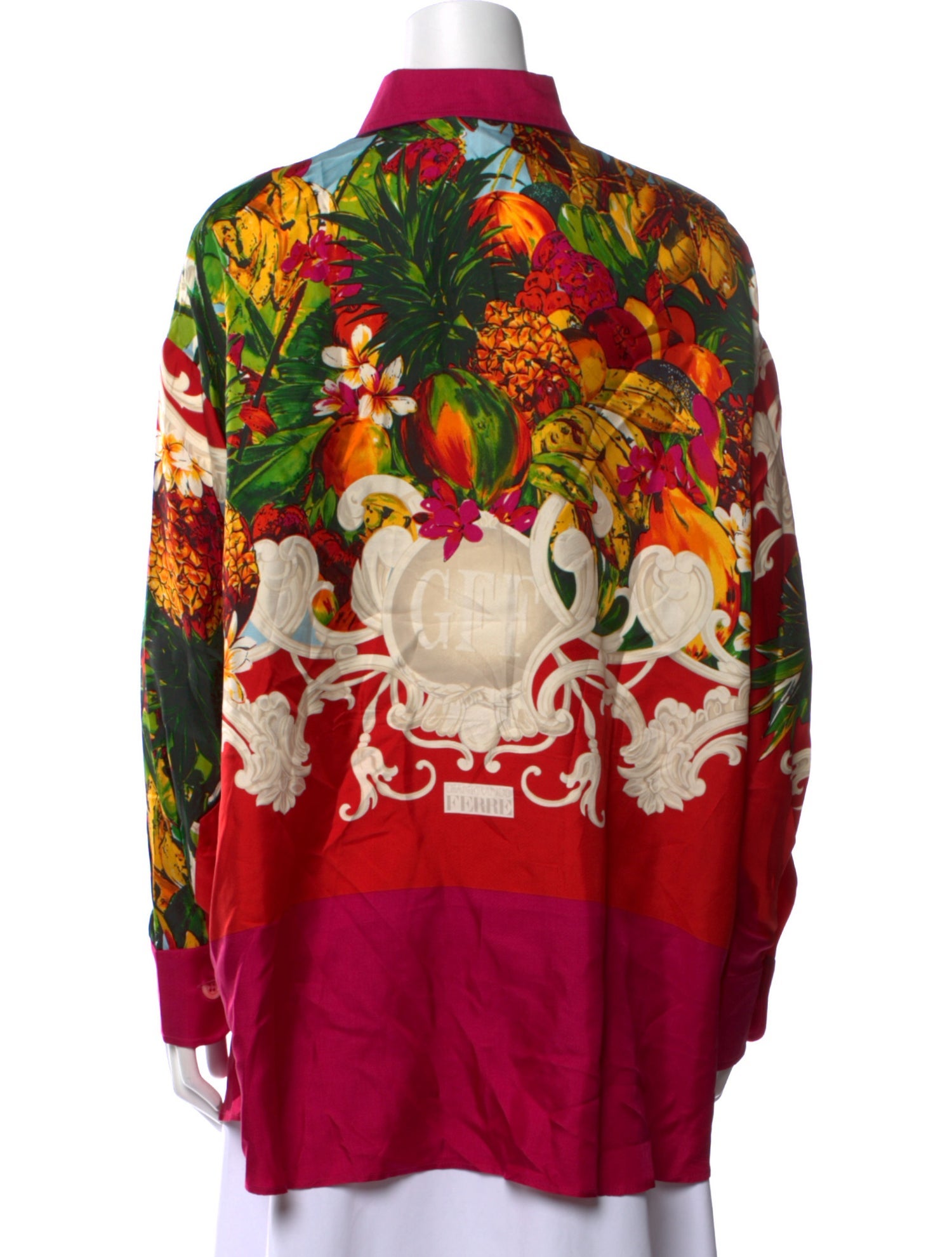 Gianfranco Ferre Printed Long Sleeve Button-Up Top