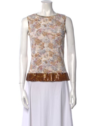 Gianfranco Ferre Printed Bateau Neckline Top