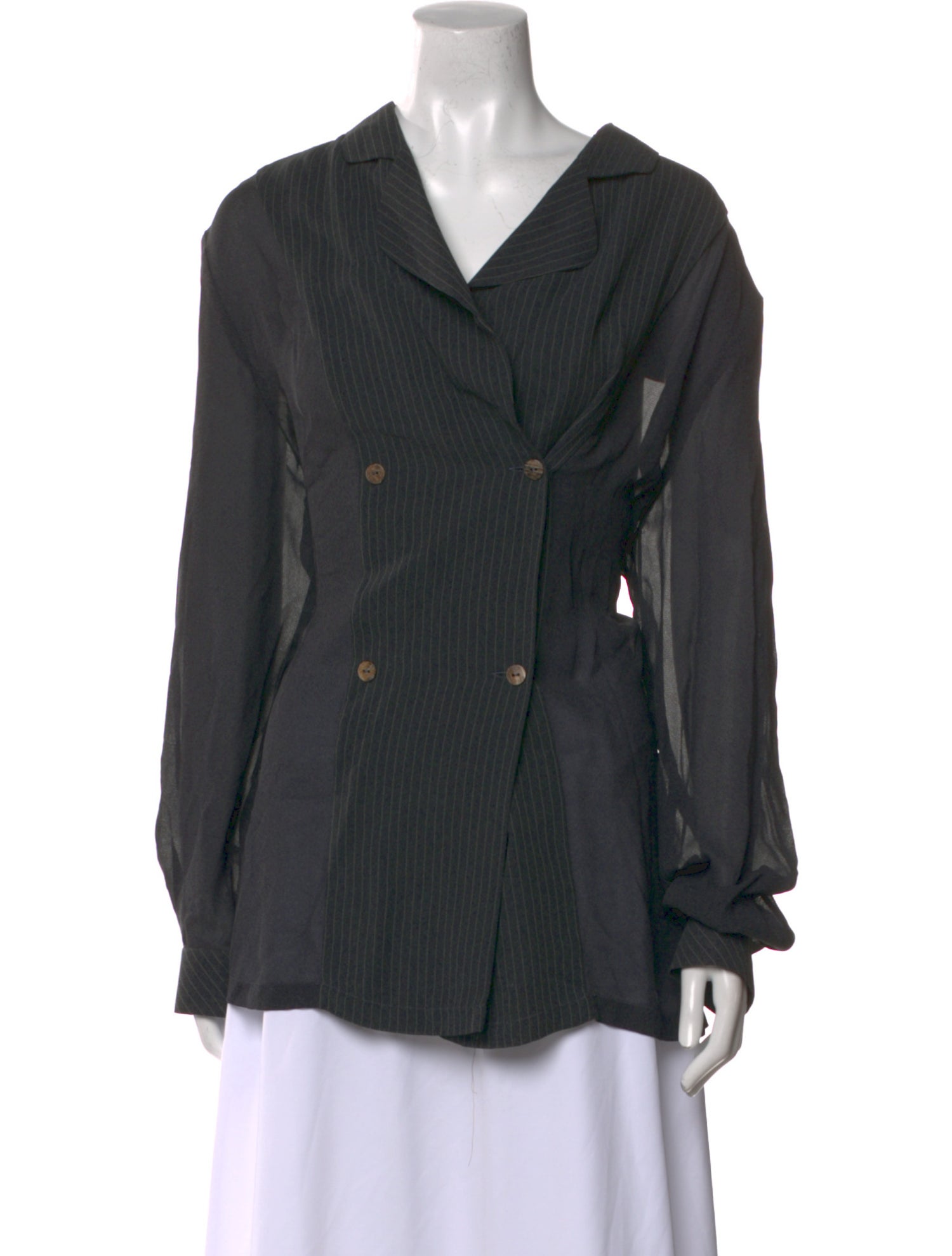Gianfranco Ferre Cowl Neck Long Sleeve Button-Up Top
