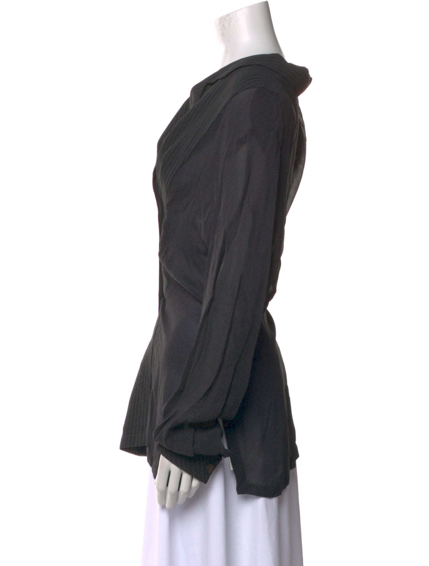 Gianfranco Ferre Cowl Neck Long Sleeve Button-Up Top