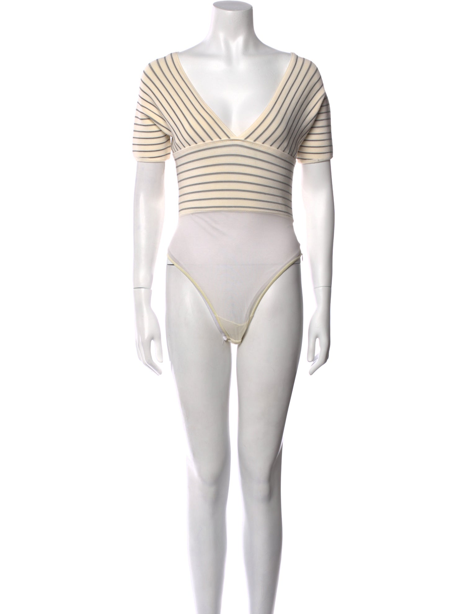 Gianfranco Ferre Striped V-Neck Bodysuit