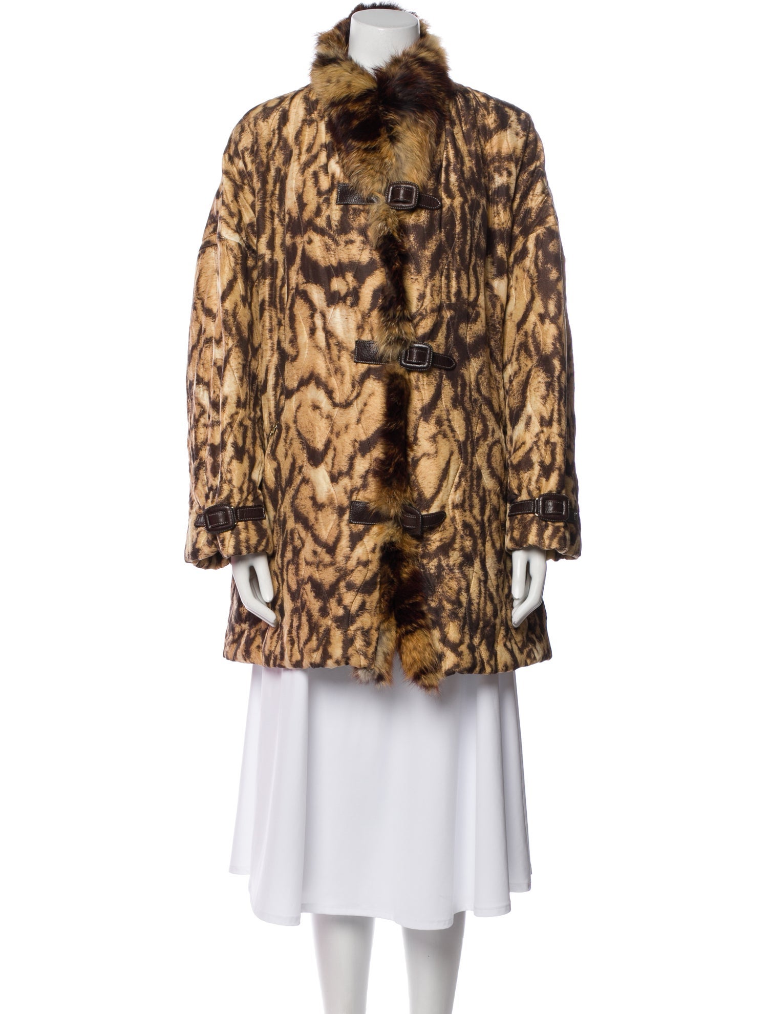 Gianfranco Ferre Animal Print Faux Fur Coat