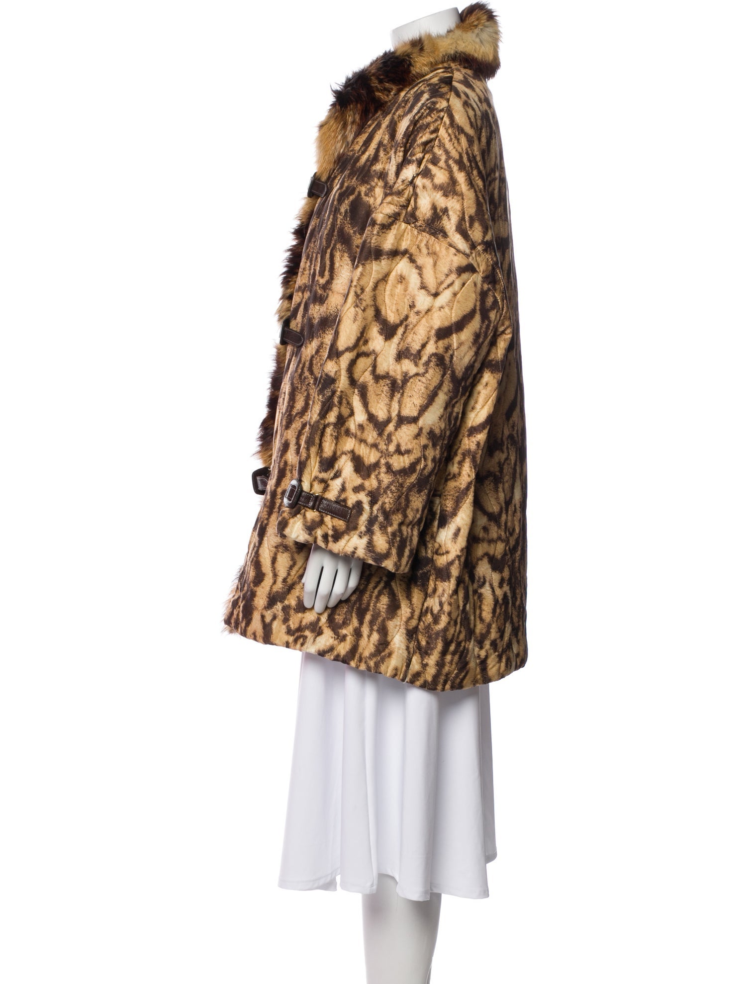 Gianfranco Ferre Animal Print Faux Fur Coat