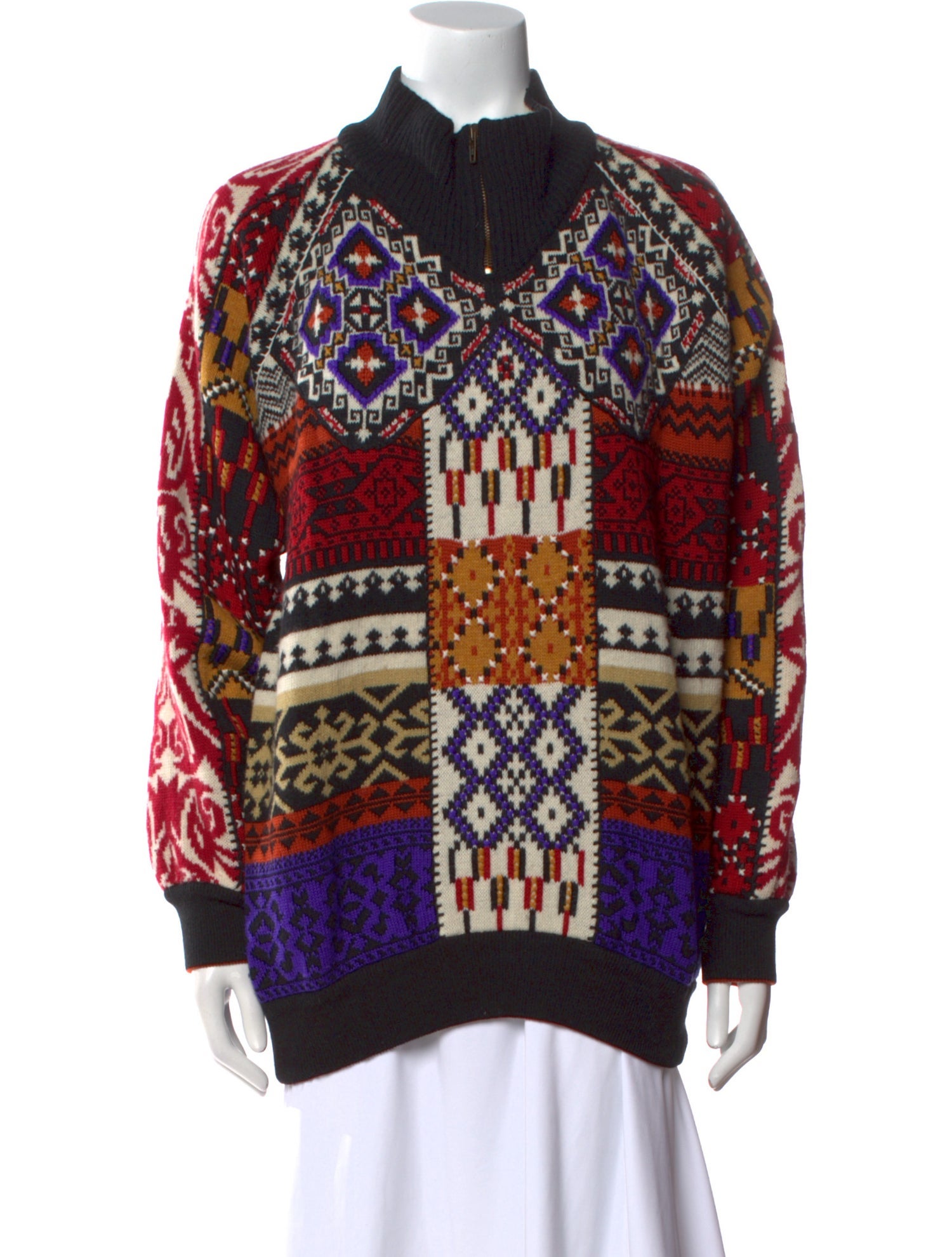 Gianfranco Ferre Merino Wool Printed Sweater
