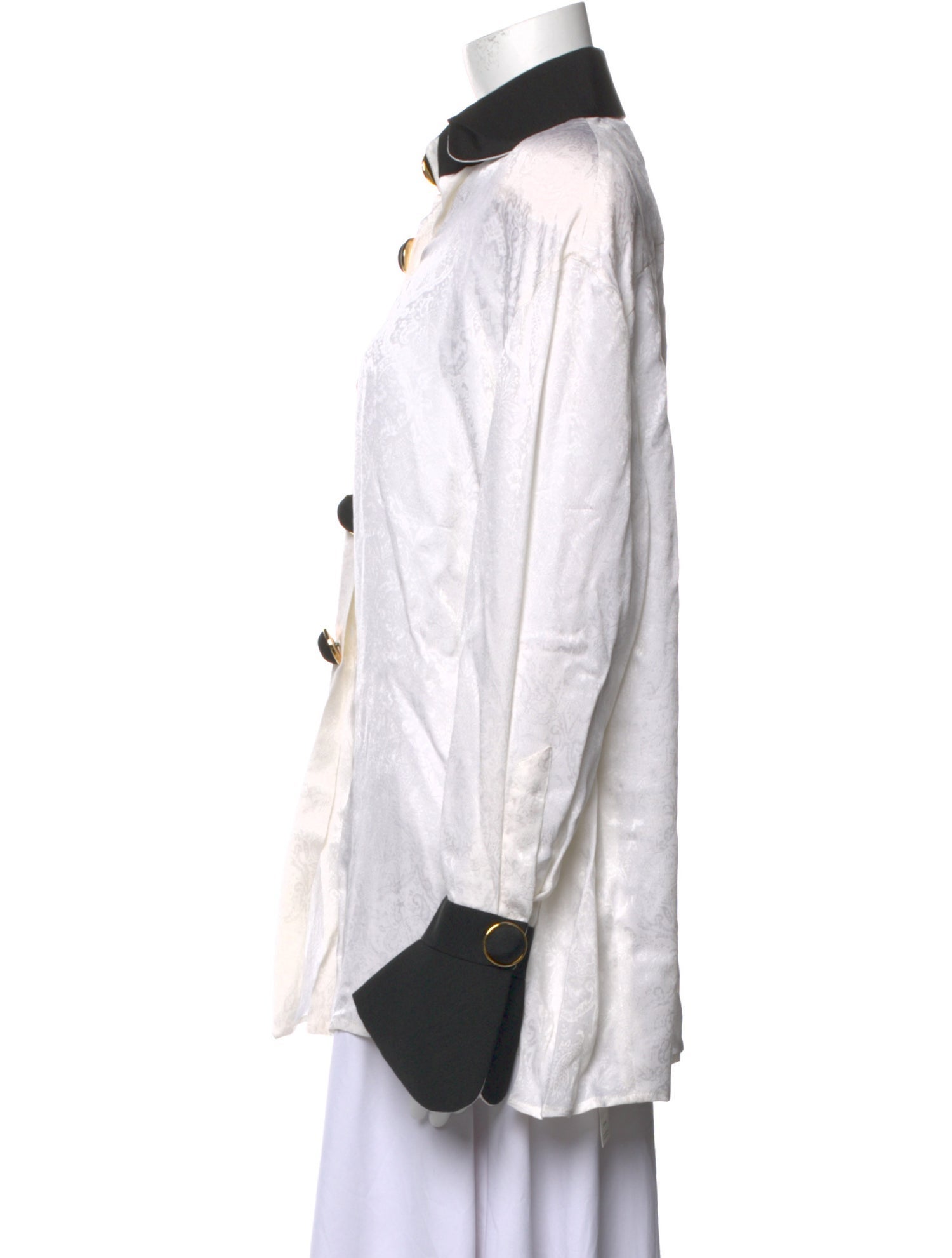 Gianfranco Ferre Silk Printed Button-Up Top