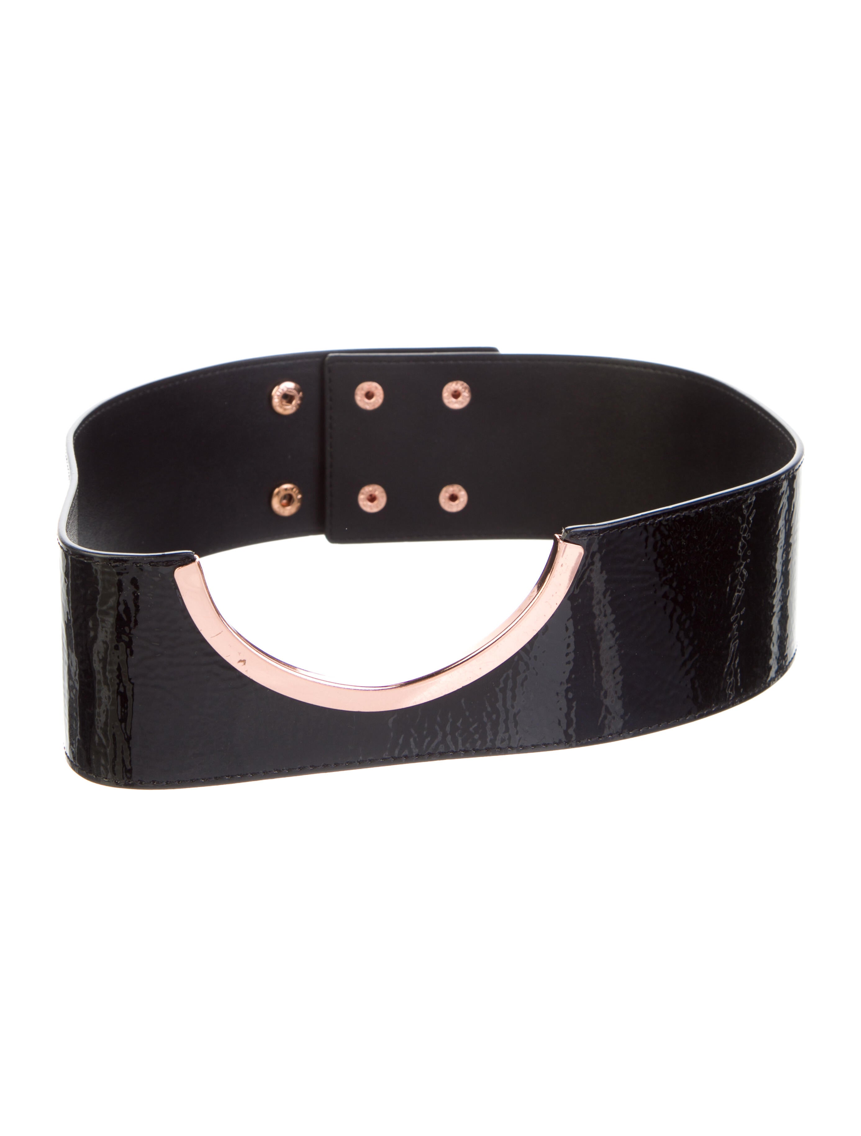 Ginger & Smart Wide Patent Leather Waist Belt Black Belts