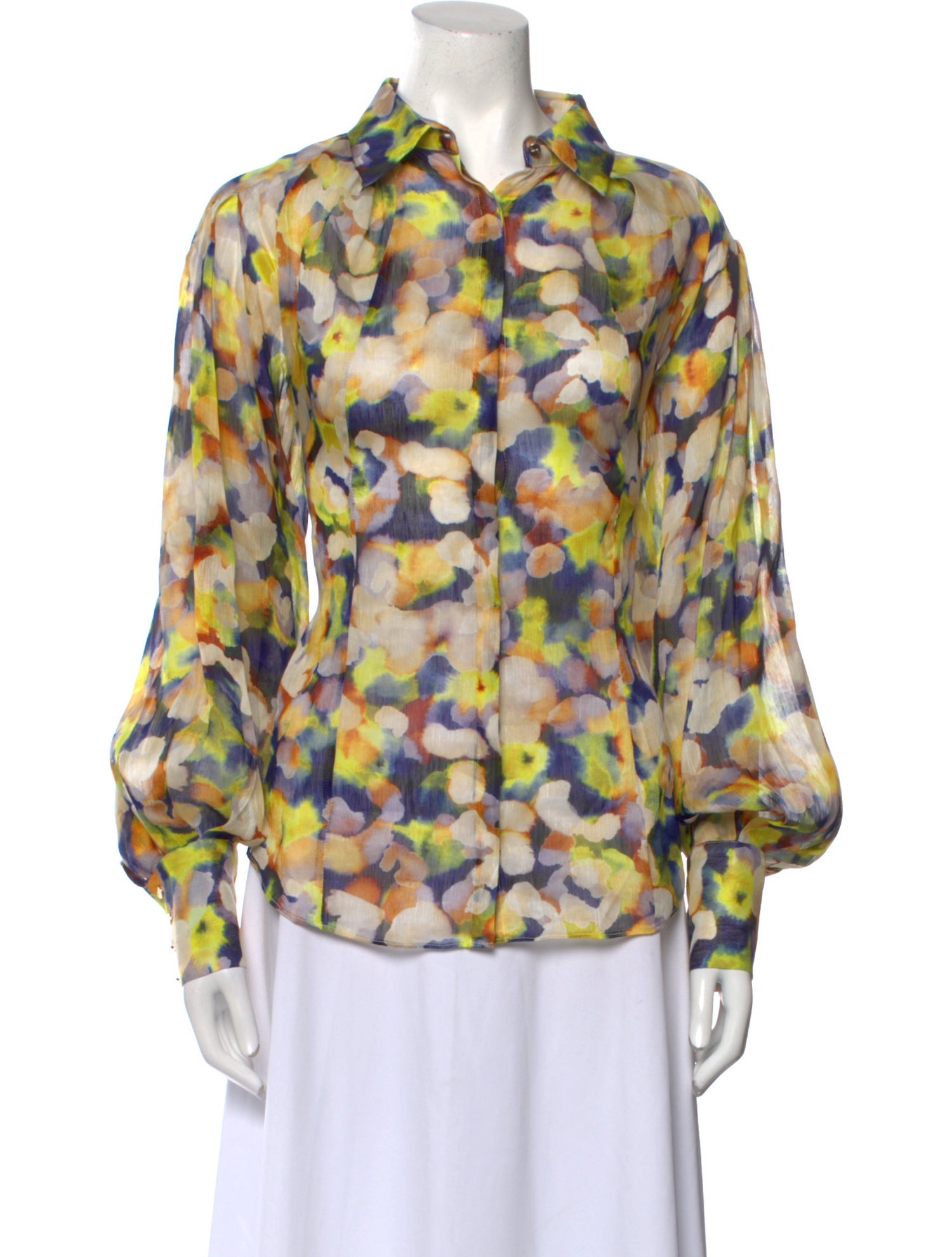 Ginger & Smart Linen Printed Button-Up Top