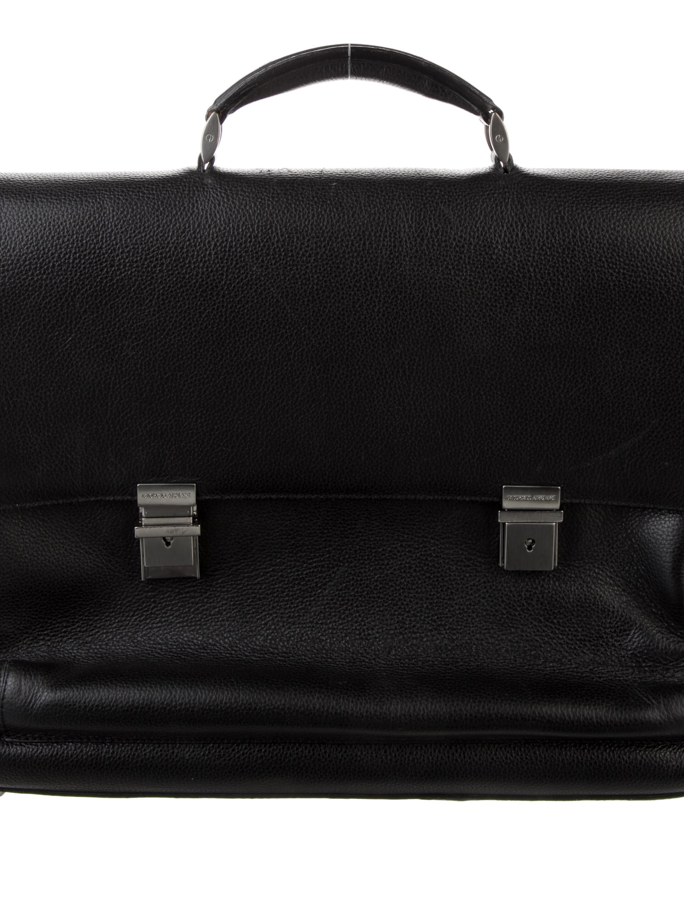 Armani Leather Business Briefcase Black Briefcases, Bags
