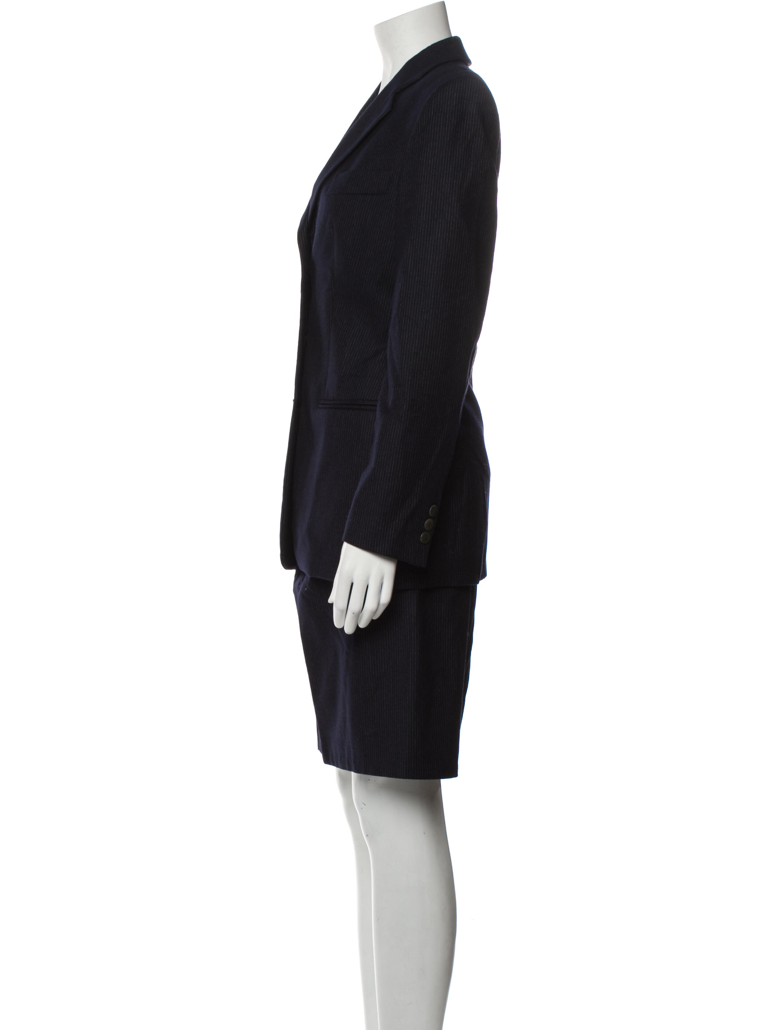 Giorgio Armani Virgin Wool Striped Skirt Suit