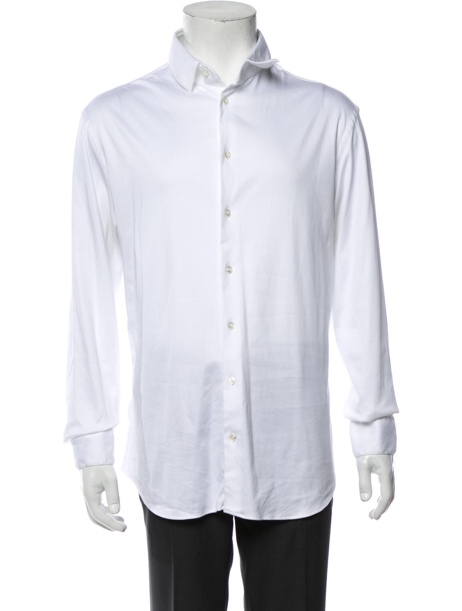 Armani Long Sleeve Dress Shirt White Dress Shirts, Clothing