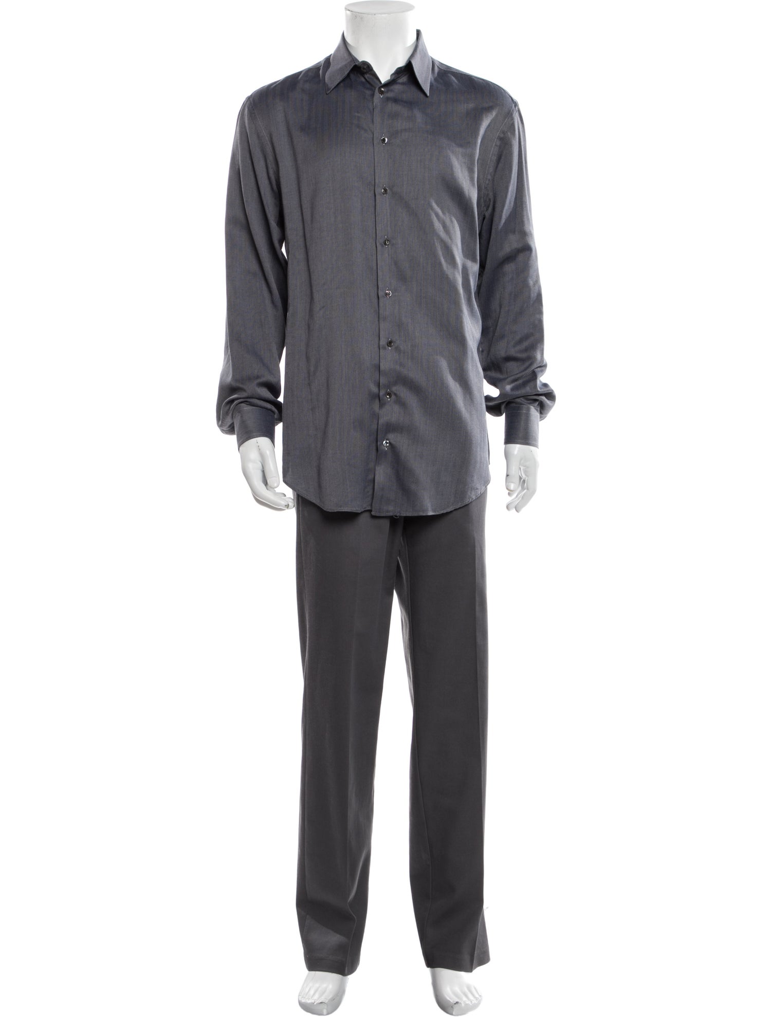 Giorgio Armani Long Sleeve Dress Shirt - Black Dress Shirts, Clothing ...