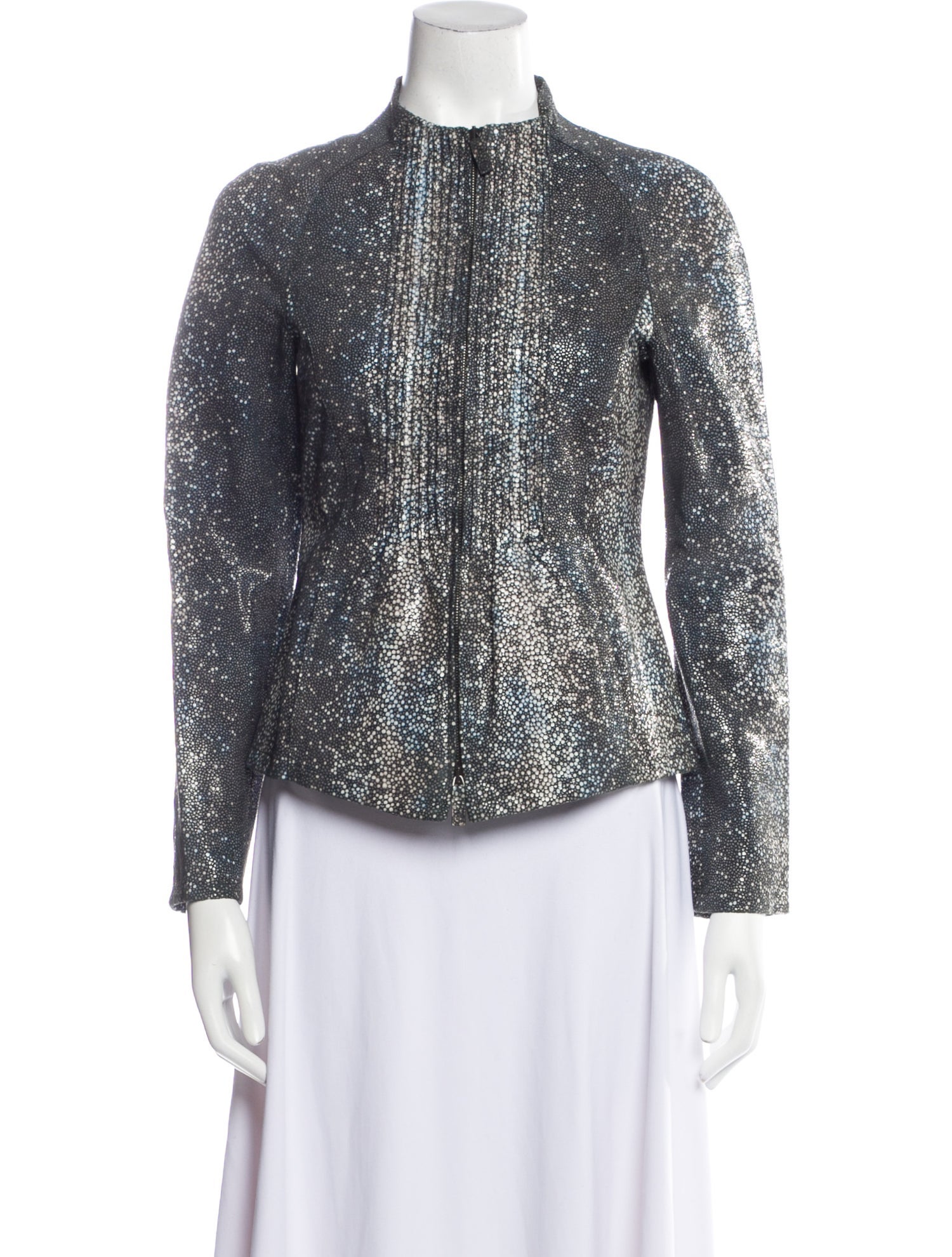 Giorgio Armani Lamb Leather Printed Evening Jacket