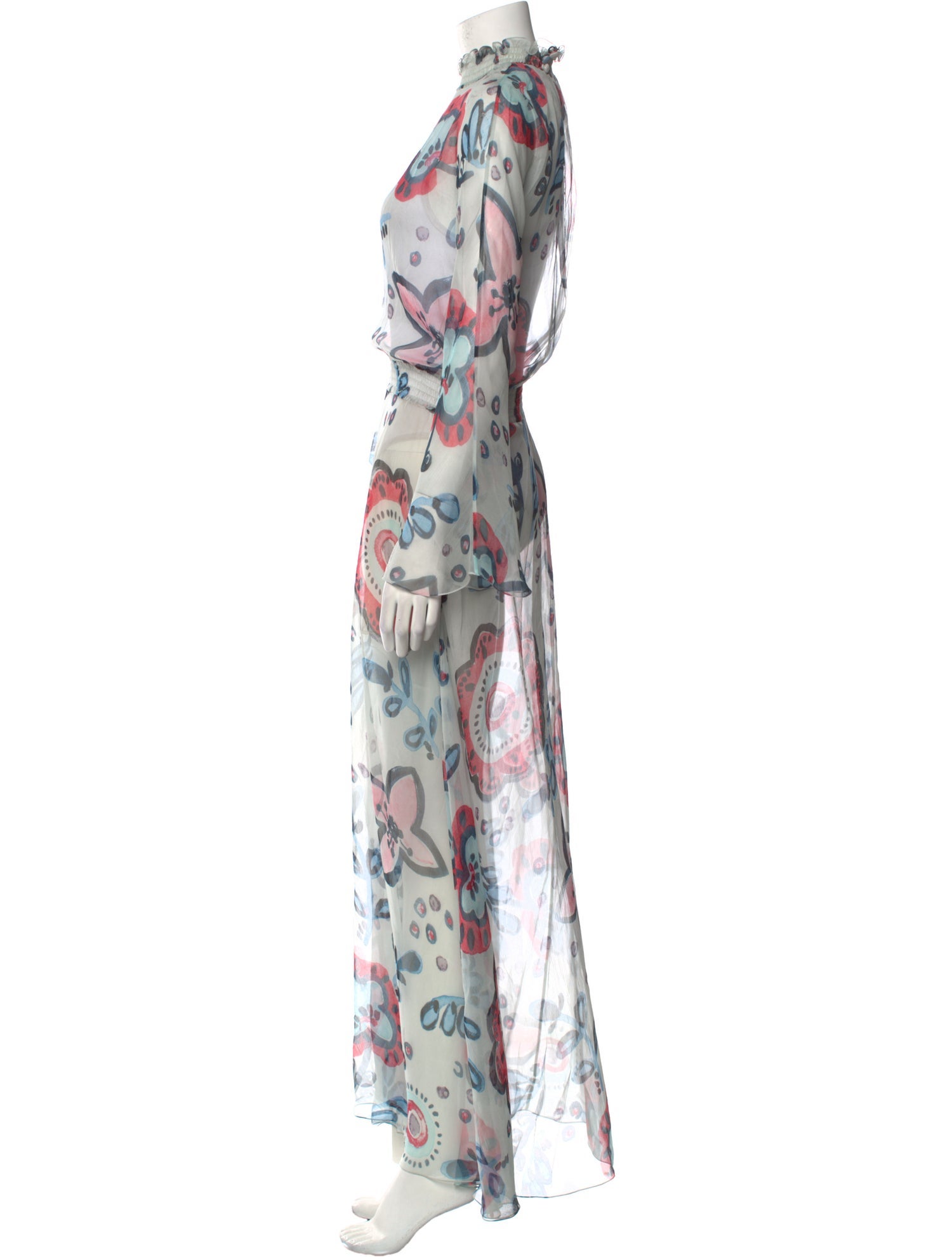 armani silk chiffon dress with delicate floral print Giorgio Armani Silk Long Dress - Blue Dresses, Clothing - GIO143744