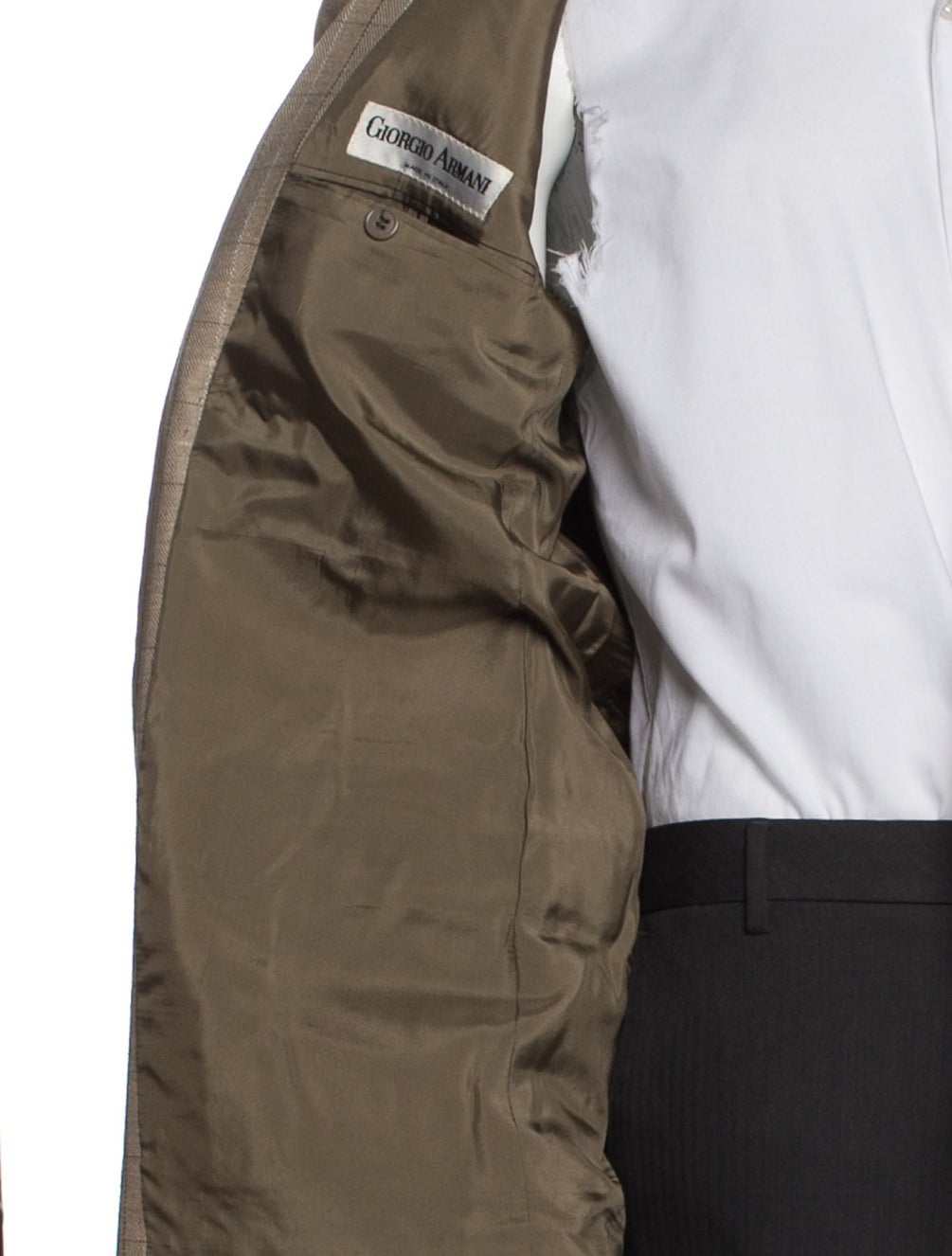 Armani Silk Plaid Print Blazer Neutrals Suiting, Clothing