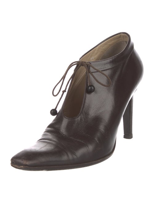 Giorgio Armani Leather Beaded Accents Lace-Up Boots