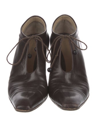 Giorgio Armani Leather Beaded Accents Lace-Up Boots