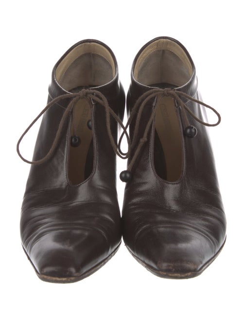 Giorgio Armani Leather Beaded Accents Lace-Up Boots