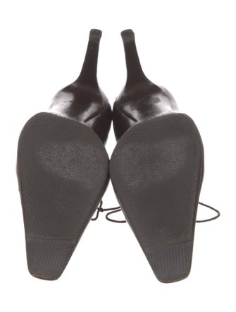 Giorgio Armani Leather Beaded Accents Lace-Up Boots