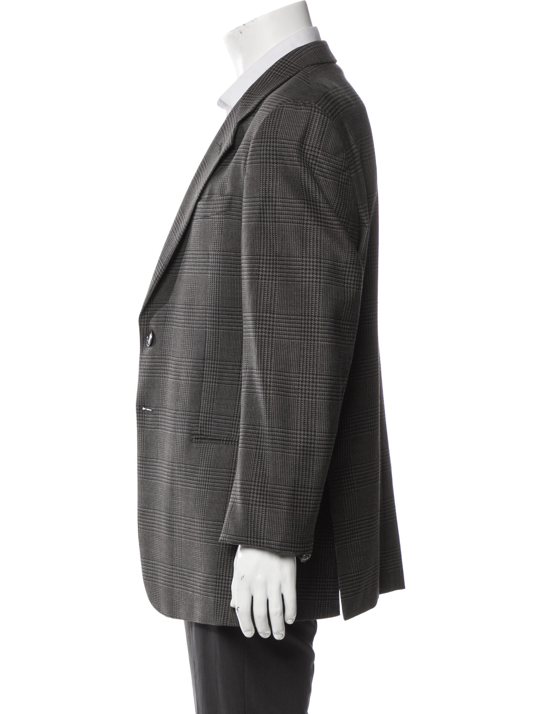 Giorgio Armani Wool Houndstooth Print Coat