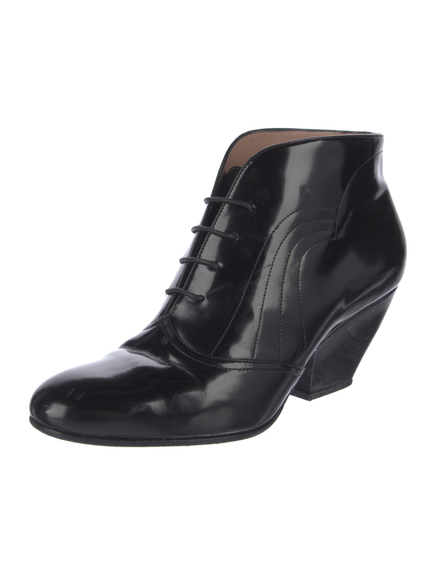 Giorgio Armani Patent Leather Lace-Up Boots