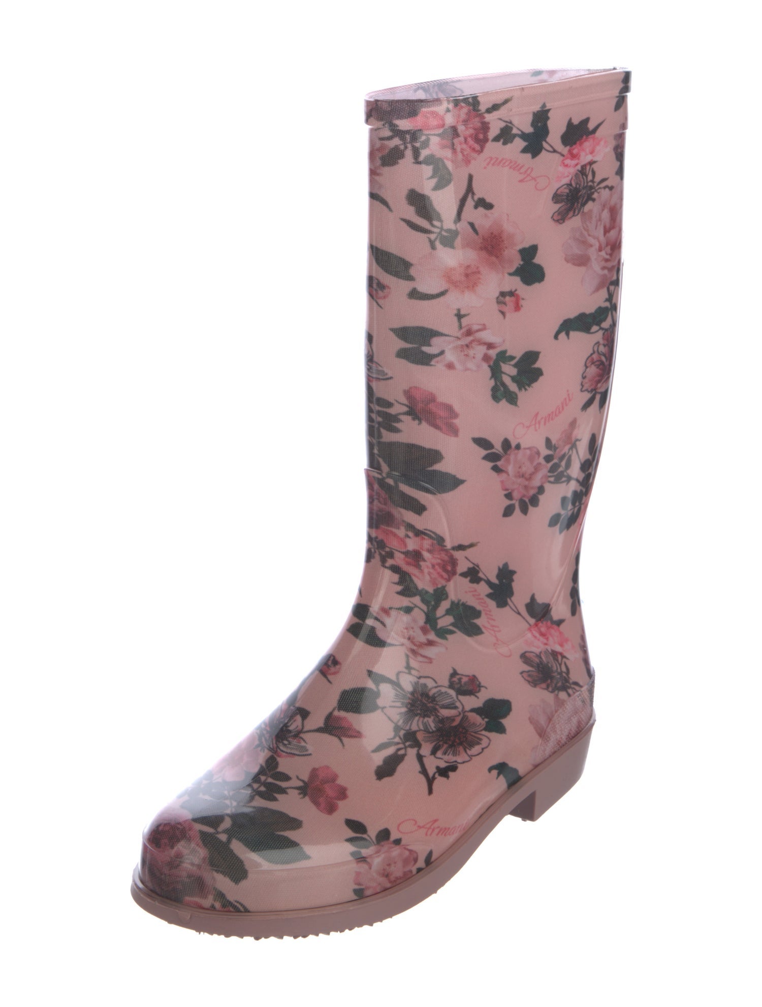 Giorgio Armani Rubber Floral Print Rain Boots